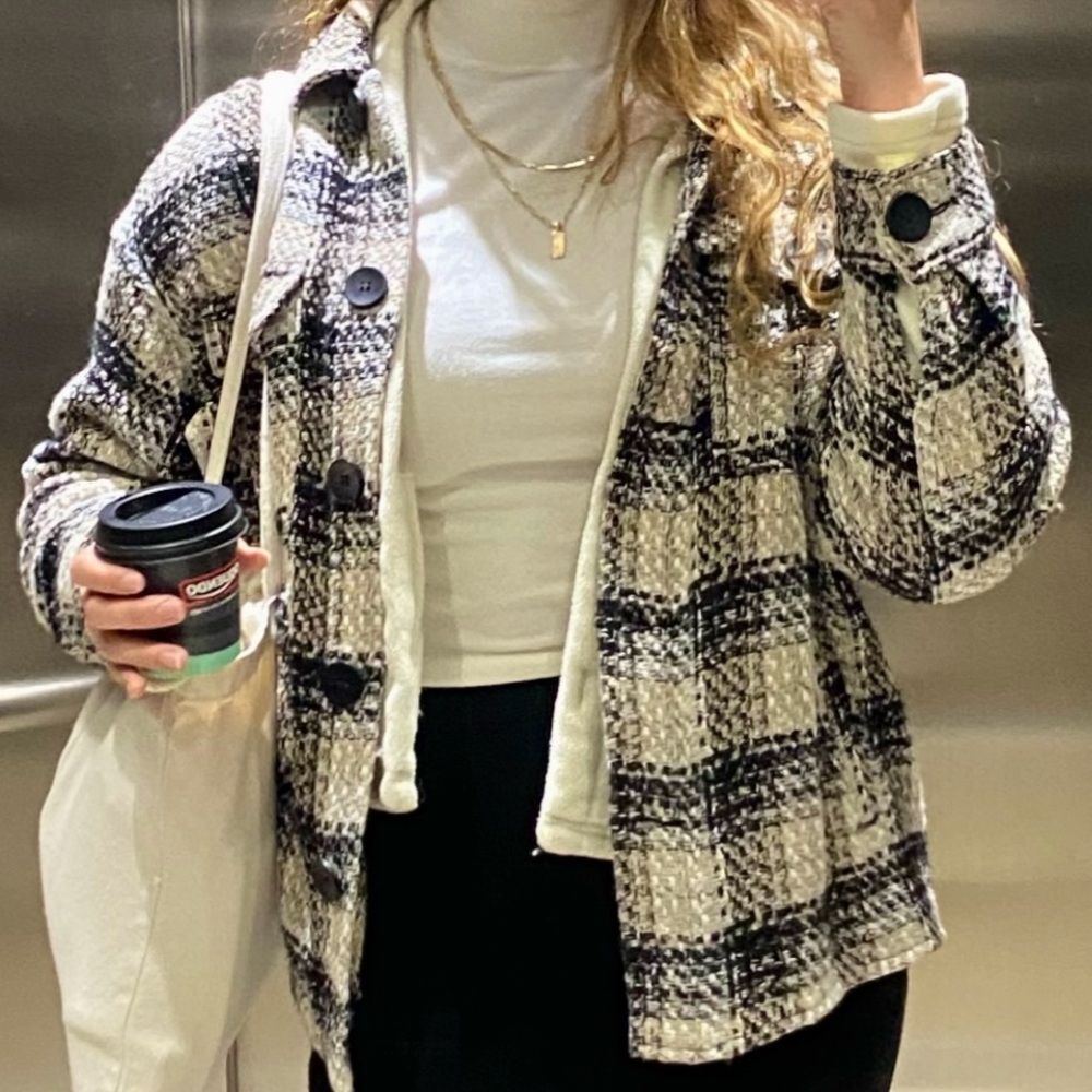 Zara Knit Plaid Jacket